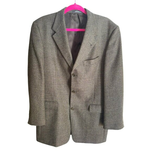 Hart Schaffner Marx Proffitts Harris Tweed 40R Wool Blazer Jacket Houndstooth - Picture 1 of 14